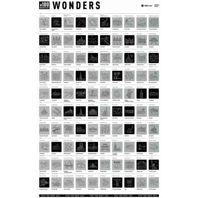 Stírací plakát “Zajímavosti” – 100Bucketlist WONDERS – Zboží Mobilmania