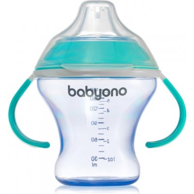 Babyono Hrnek netekoucí s měkkým náustkem Natural Nursing 180ml Tyrkys