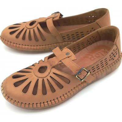 Klop dámské kožené baleríny 999-1115-03 hnědá rezavá – Zboží Dáma