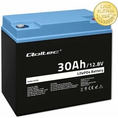Qoltec 53703 LiFePO4 lithiová železná fosfátová 12,8V 30Ah 384 Wh BMS – Zboží Živě