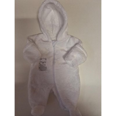 Hřejivá kombinéza s kapucí a rukavičkami wellsoft Baby Service výšivka Bílá