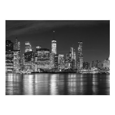 WEBLUX 94054059 Fototapeta vliesová Black and white New York City at night panoramic picture Černobílé New York City v noci panoramatický obrázek USA. rozměry 200 x 144 cm – Sleviste.cz