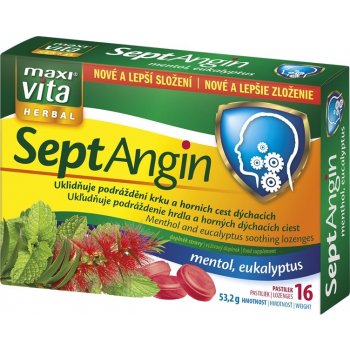 MaxiVita Herbal SeptAngin mentol eukalyptus 16 pastilek 53,2 g