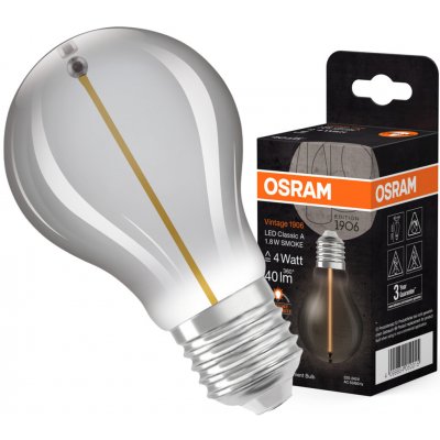 Osram A60 E27 1,8W = 4W 40 lm 1800K teplá bílá kouřové vlákno Vintage 1906 – Hledejceny.cz