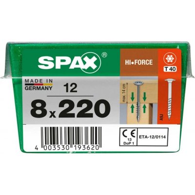 SPAX Vrut 8x220, HI.FORCE, talířová hlava, T-STAR plus, WIROX, 12 ks (L) – Hledejceny.cz