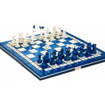 Dřevěný šach Dámský gambit modrý – Zboží Dáma