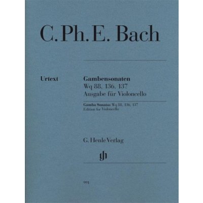 Gambensonaten Wq 88, 136, 137 Edition for Violoncello noty pro violoncello a klavír