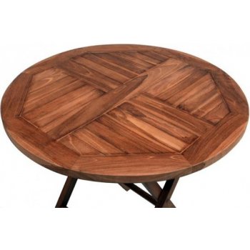 DIVERO kulatý zahradní stolek z týkového dřeva, 80 cm, P2211