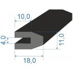 05354756 Pryžový profil tvaru "U", 13x7/4mm, 70°Sh, EPDM, -40°C/+100°C, černý | Zboží Auto