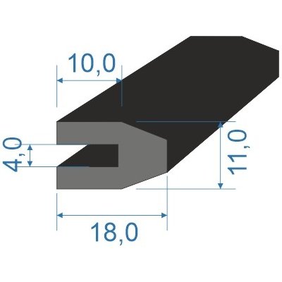 05354756 Pryžový profil tvaru "U", 13x7/4mm, 70°Sh, EPDM, -40°C/+100°C, černý | Zboží Auto