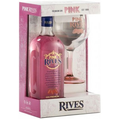 Rives Pink Gin GiftBox 37,5% 0.7 l (dárkové balení 1 sklenice) – Hledejceny.cz