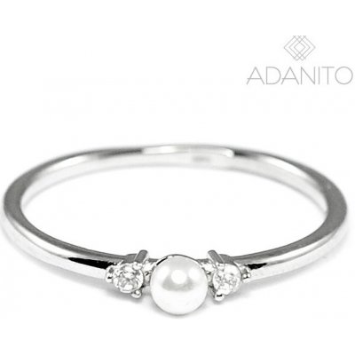 Adanito BRR1064S Zlatý prsten s perlou a zirkony z bílého zlata