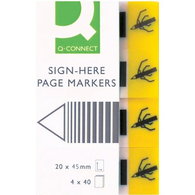 Záložky Q-Connect podpis, 20 x 45 mm, žluté, 4 ks – Hledejceny.cz