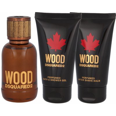 Dsquared2 Wood for Him EDT 50 ml + balzám po holení 50 ml + sprchový gel 50 ml dárková sada