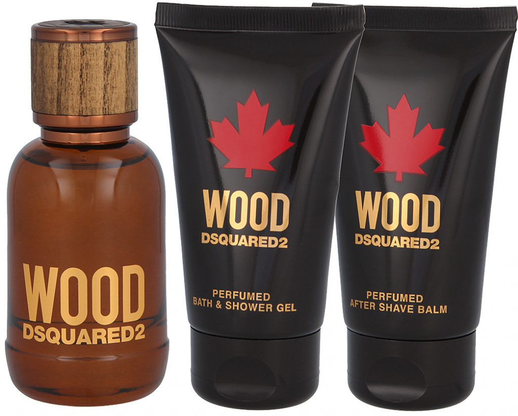 Dsquared2 Wood for Him EDT 50 ml + balzám po holení 50 ml + sprchový gel 50 ml dárková sada