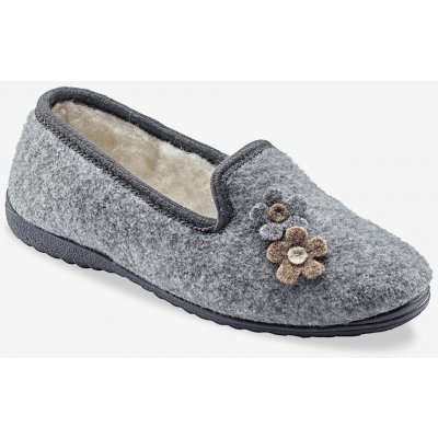 Domácí bačkory s motivem květin šedý melír – Zboží Dáma