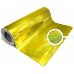 Univerzální hologramová samolepící fólie na metry - motiv tečky zlaté