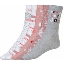 Esmara dámské vánoční ponožky 5 párů bílá/růžová/šedá