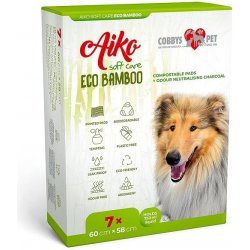 Aiko Soft Care Eco Bamboo 60x58cm 7 ks kompostovatelné podložky pro psy dřevěné uhlí neutralizující zápach