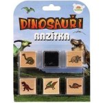 Teddies Razítka dřevěná 5 1 s poduškou dinosauři 3x3cm na kartě – Zboží Mobilmania