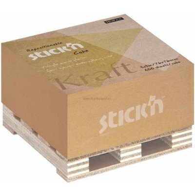 Samolepicí bloček Stick'n by HOPAX Kraft na paletce, 76 x 76 mm, 400 lístků, hnědý – Hledejceny.cz