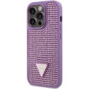 Pouzdro Guess Rhinestones Triangle Metal Logo iPhone 14 Pro fialové