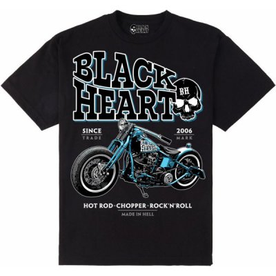Pánské motorkářské tričko BLACK HEART BLUE BOBBER Černá
