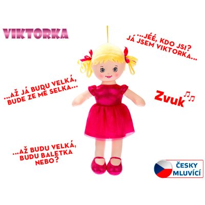 Mikrotrading Viktorka hadrová růžová 32 cm česky mluvící – Zbozi.Blesk.cz