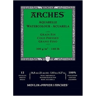 Arches Aquarelle Skicák v lepené vazbě A5 300g 12 listů CP – Zboží Dáma