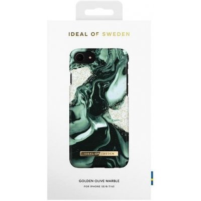 Pouzdro iDeal Of Sweden Fashion pro iPhone 8/7/6/6S/SE 2020/2022 golden olive marble