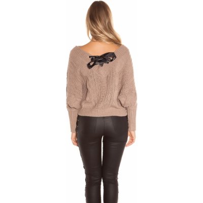 Koucla V-Cut knit sweater with lacing cream – Zbozi.Blesk.cz