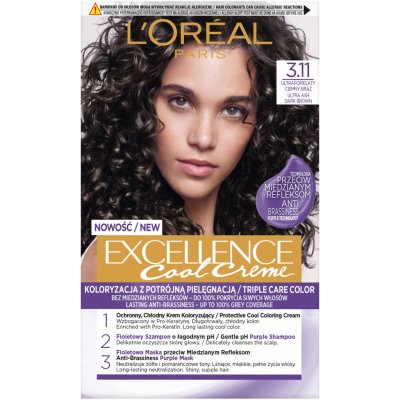 L´Oréal Excellence Cool Creme 3.11 Ultra popelavá tmavá hnědá – Sleviste.cz