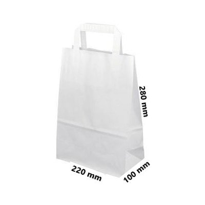 Papírová taška ploché ucho 220x100x280 mm nosnost 5 kg cena za: 1 ks, Barva: Bílá – Zbozi.Blesk.cz