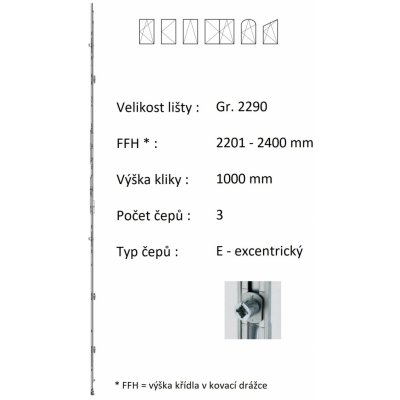 ROTO NX Lišta převodu konstantní Gr. 2290 / 2201-2400 / 3 – Sleviste.cz