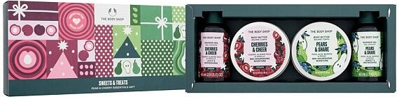 The Body Shop Sweets & Treats Pear & Cherry Essentials Gift dámský dárková sada sprchový gel Cherries & Cheer Shower Gel 60 ml + tělové máslo Cherries & Cheer Body Butter 50 ml + sprchový