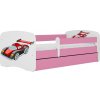 Postel Kocot Kids Babydreams závodní auto růžová se šuplíky s matrací