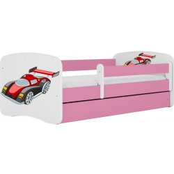 Kocot Kids Babydreams závodní auto růžová se šuplíky s matrací