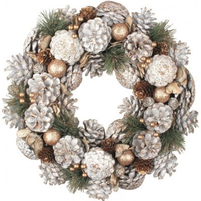 Anděl Přerov Věnec z šišek a jehličí se zlatými dekoracemi 34 cm – Zboží Mobilmania