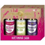 Purity Vision Květinová růžová voda s regeneračním účinkem 100 ml + jemná čisticí voda s heřmánkem 100 ml + zklidňující levandulová voda 100 ml dárková sada – Sleviste.cz