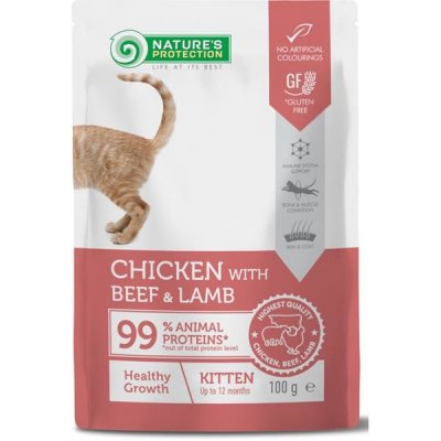 Nature's Protection Cat Kitten Chicken Beef and Lamb 100 g
