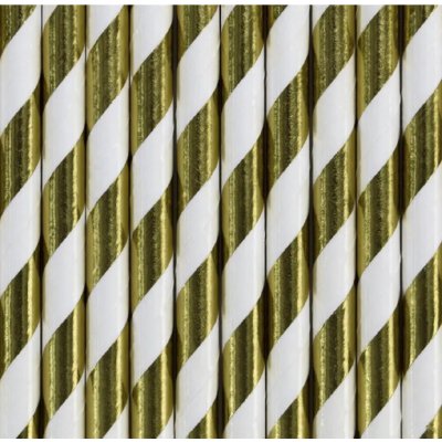 PartyDeco Papírové brčka zlaté 10 ks – Zbozi.Blesk.cz