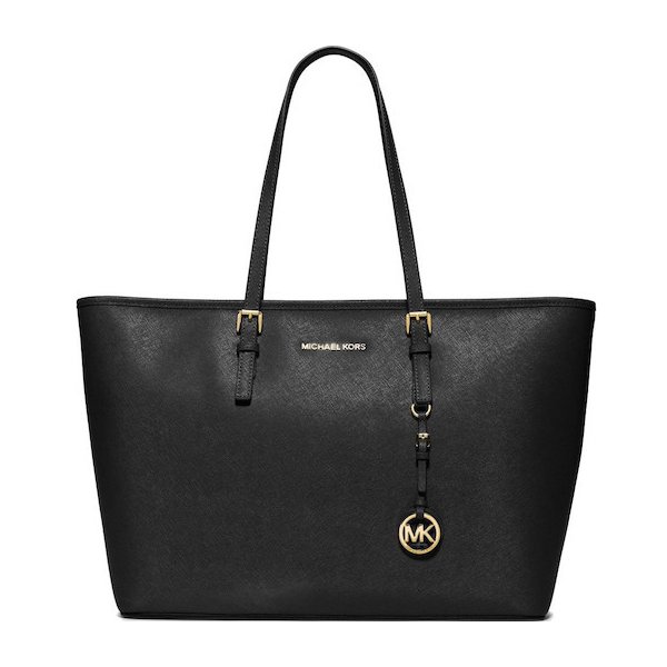 Kabelka Michael Kors Jet set Travel Medium Saffiano leather Top Zip Tote black