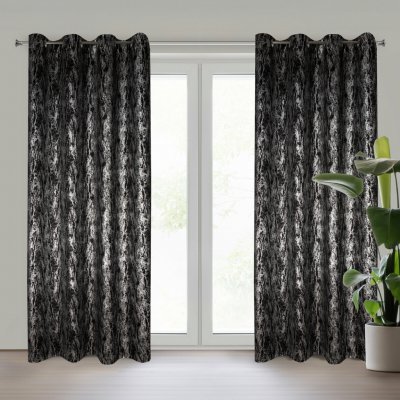 EUROFIRANY ZATEMŇOVACÍ ZÁVĚS NA KROUŽCÍCH ELISE 140X250 CM ČERNÁ – Zboží Dáma