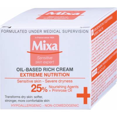 Mixa Extreme Nutrition Oil-Based Rich Cream bohatý výživný krém s pupalkovým olejem a hydratačními složkami 50 ml – Hledejceny.cz