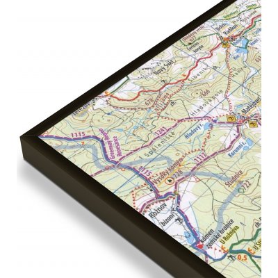 KČT 54 Rychlebské hory a Lázně Jeseník - nástěnná turistická mapa 90 x 60 cm Varianta: mapa v hliníkovém rámu, Provedení: černý rám – Zboží Mobilmania
