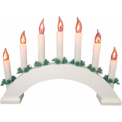 svícen vánoční el. 7 svíček PLAMEN,oblouk,dřev.BÍ,do zásuvky – Zboží Mobilmania