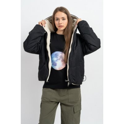 Reporter Young oboustranná zimní prošívaná bunda s nášivkou na zádech černá – Zboží Dáma