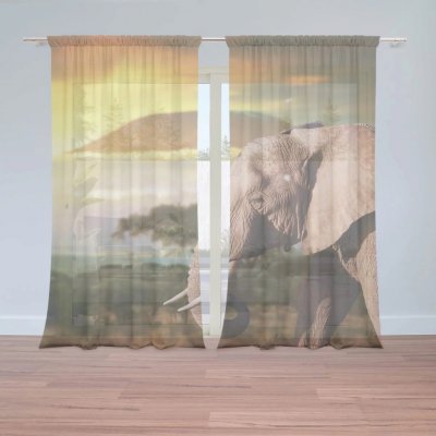 Záclony Slon z profilu: 2 ks - 150x250 cm - Sablio – Hledejceny.cz