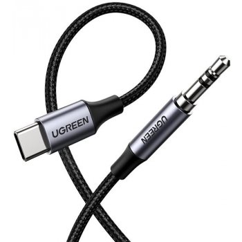 Ugreen AV143 mini jack 3,5 mm AUX na USB-C, 1m, šedý