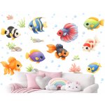 Nalepte.cz Barevné rybičky textilní přelepitelné samolepky na zeď arch 132 x 130 cm – Zboží Dáma